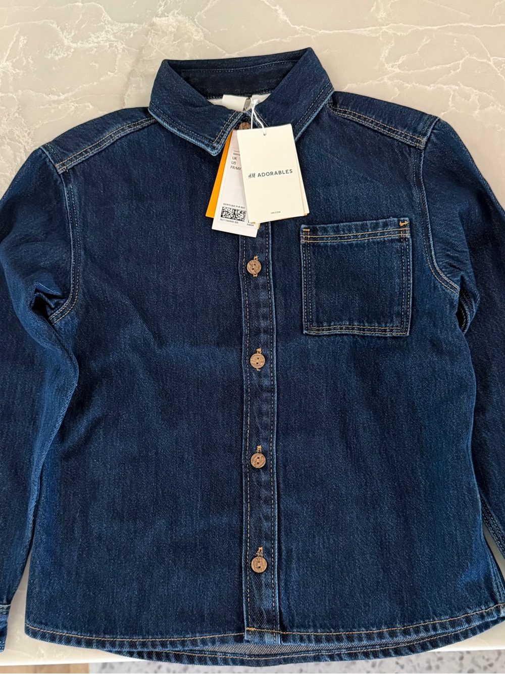 H&M Boys Dark Blue Denim Button-Down Shirt